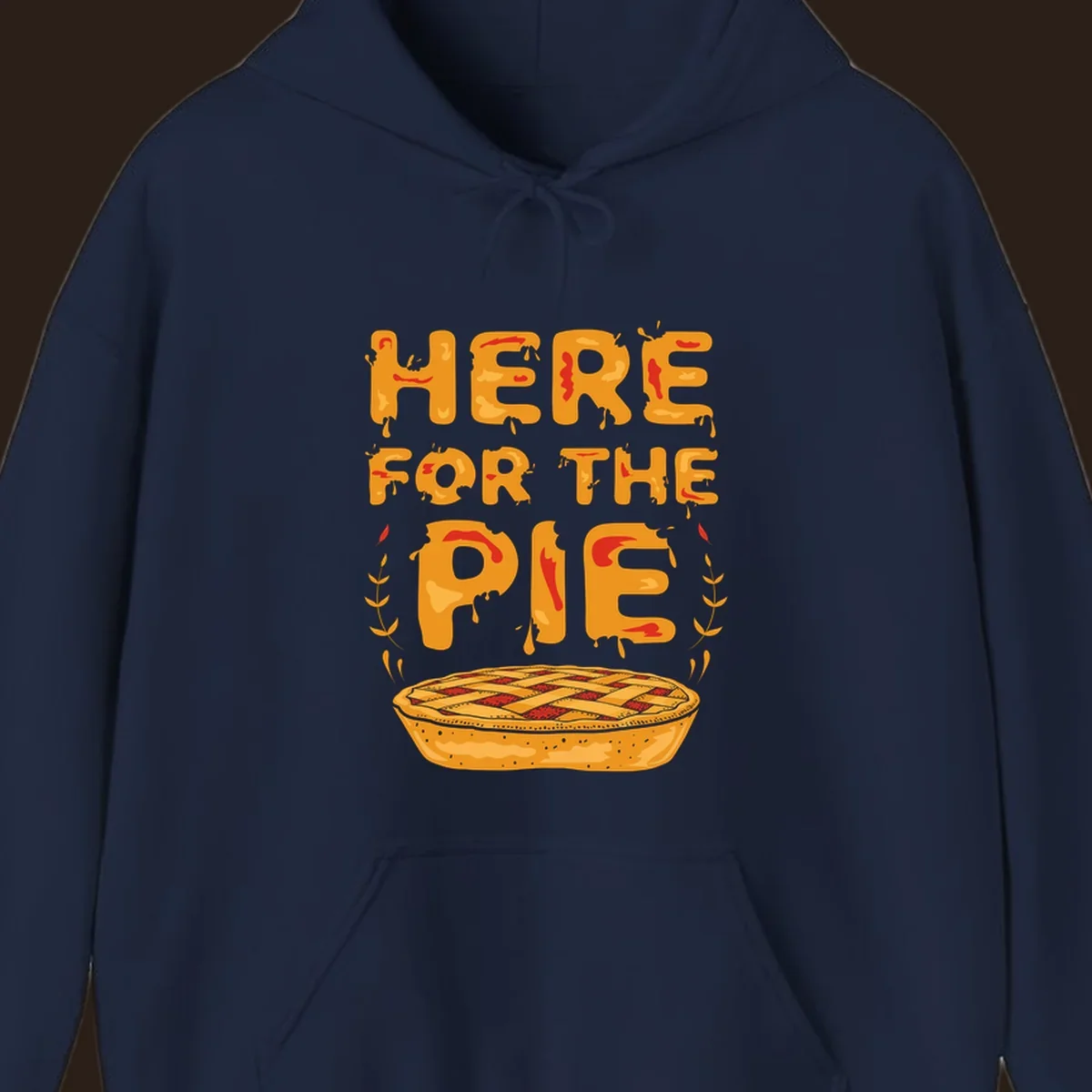 Here for the pie text and illustration of a pie. holiday dessert phrase.