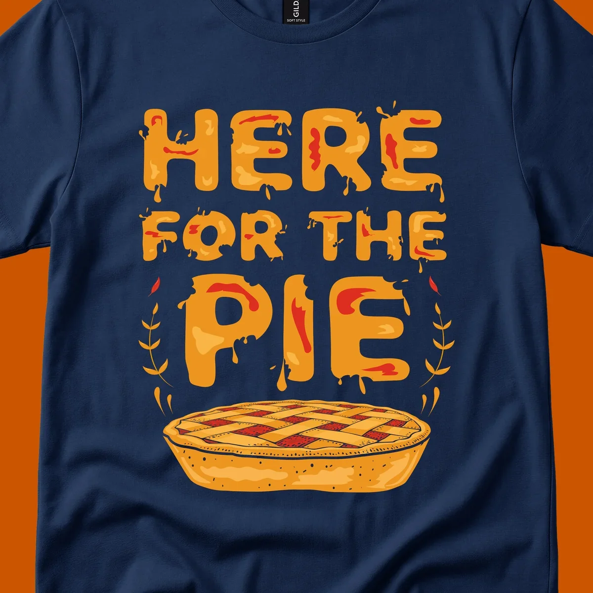Here for the pie text and illustration of a pie. holiday dessert phrase.