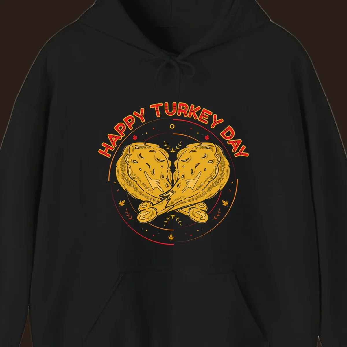 Happy Turkey Day text with crossed turkey drumsticks illustration.