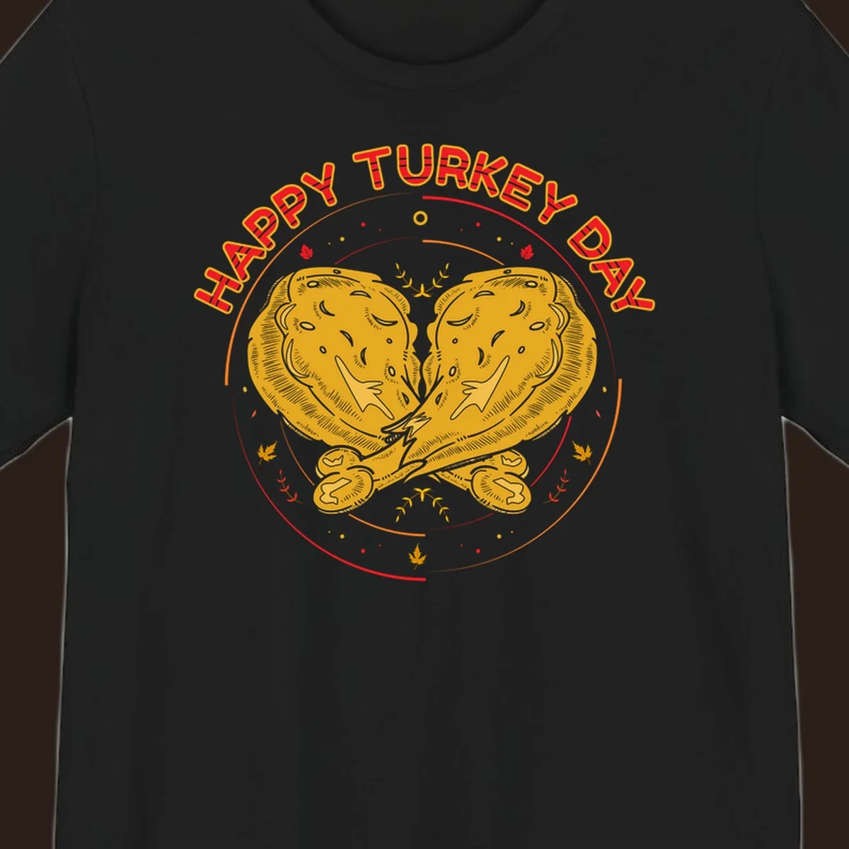 Happy Turkey Day text with crossed turkey drumsticks illustration.