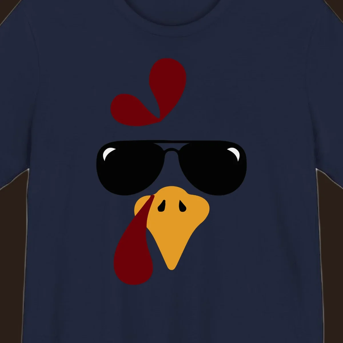 Cool turkey face wearing sunglasses graphic for Thanksgiving shirt.