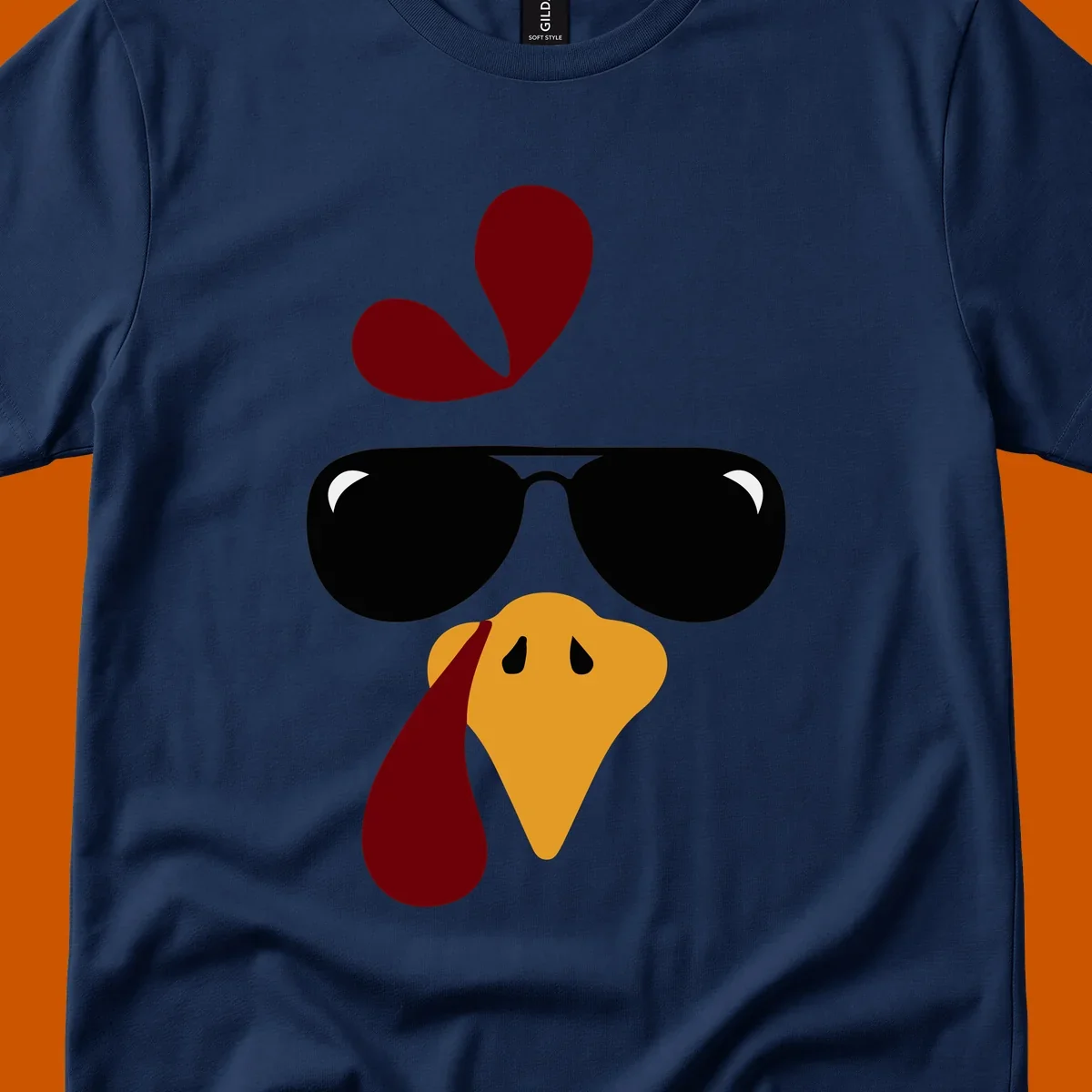 Cool turkey face wearing sunglasses graphic for Thanksgiving shirt.