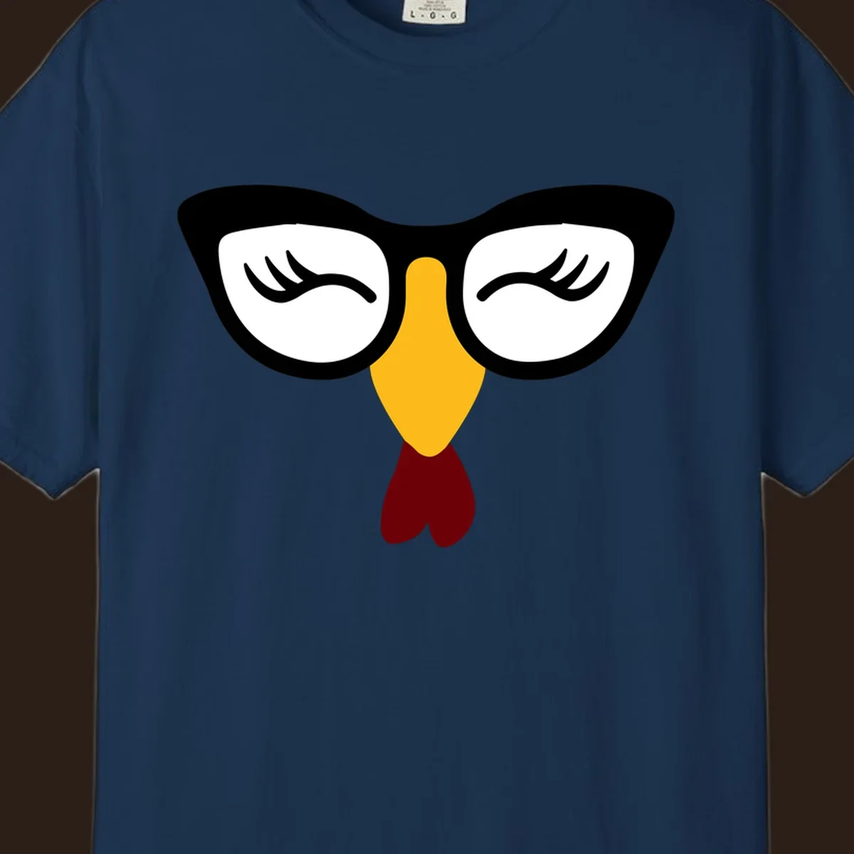 Nerdy turkey face with glasses illustration for Thanksgiving.