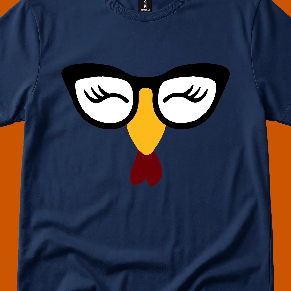 Nerdy turkey face with glasses illustration for Thanksgiving.