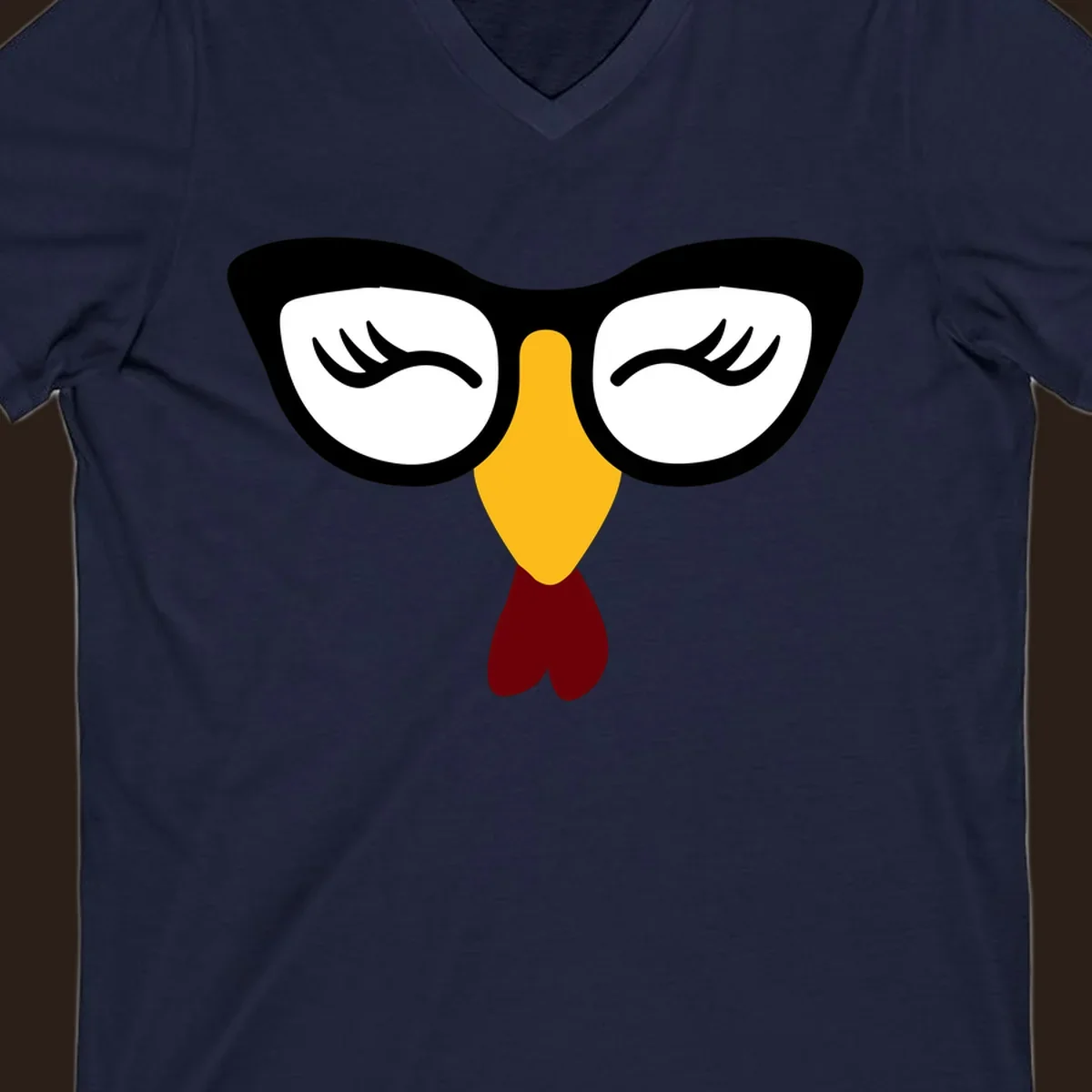 Nerdy turkey face with glasses illustration for Thanksgiving.