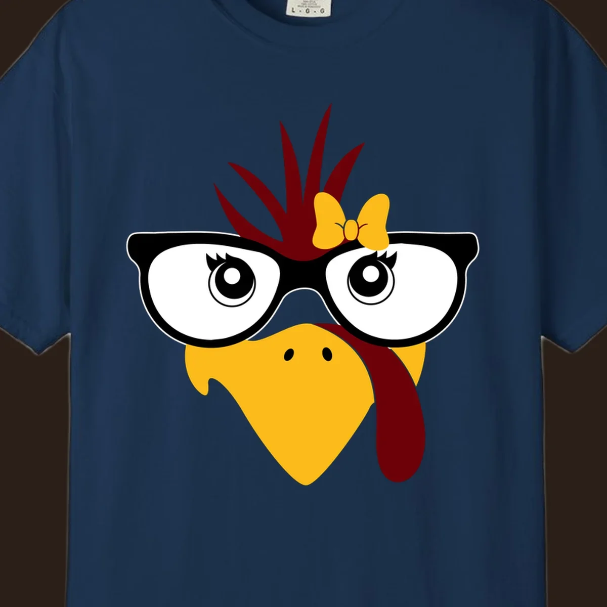 Nerd turkey with glasses and bow illustration.
