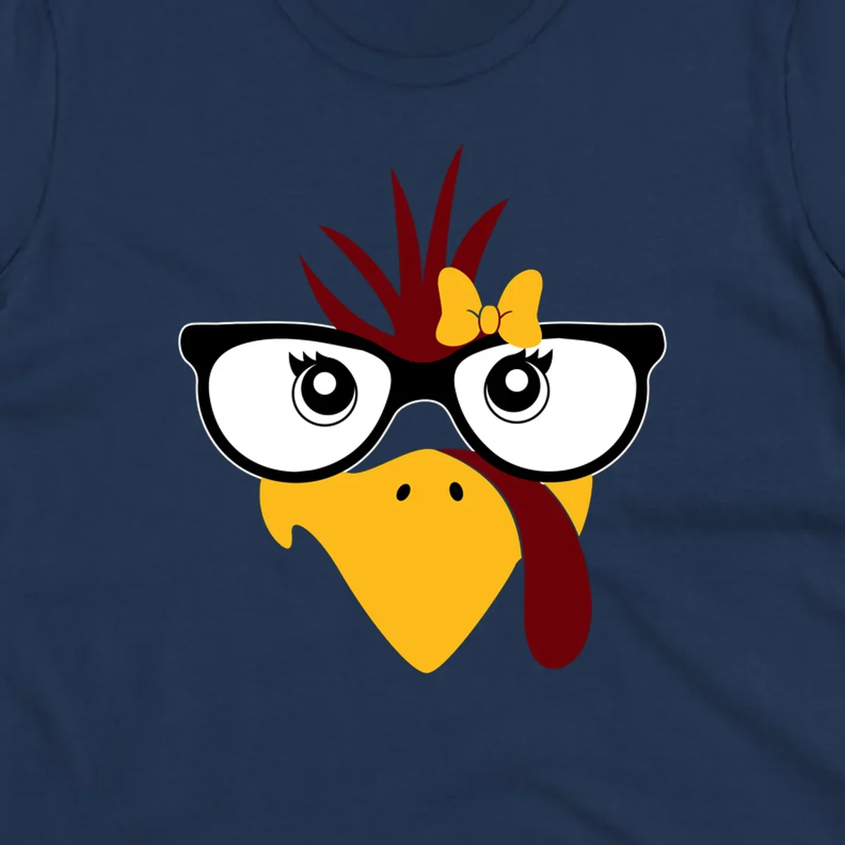 Nerd turkey with glasses and bow illustration.