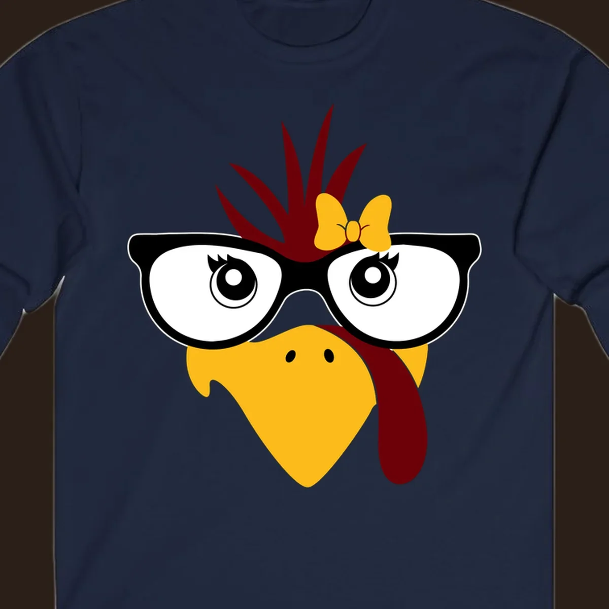 Nerd turkey with glasses and bow illustration.