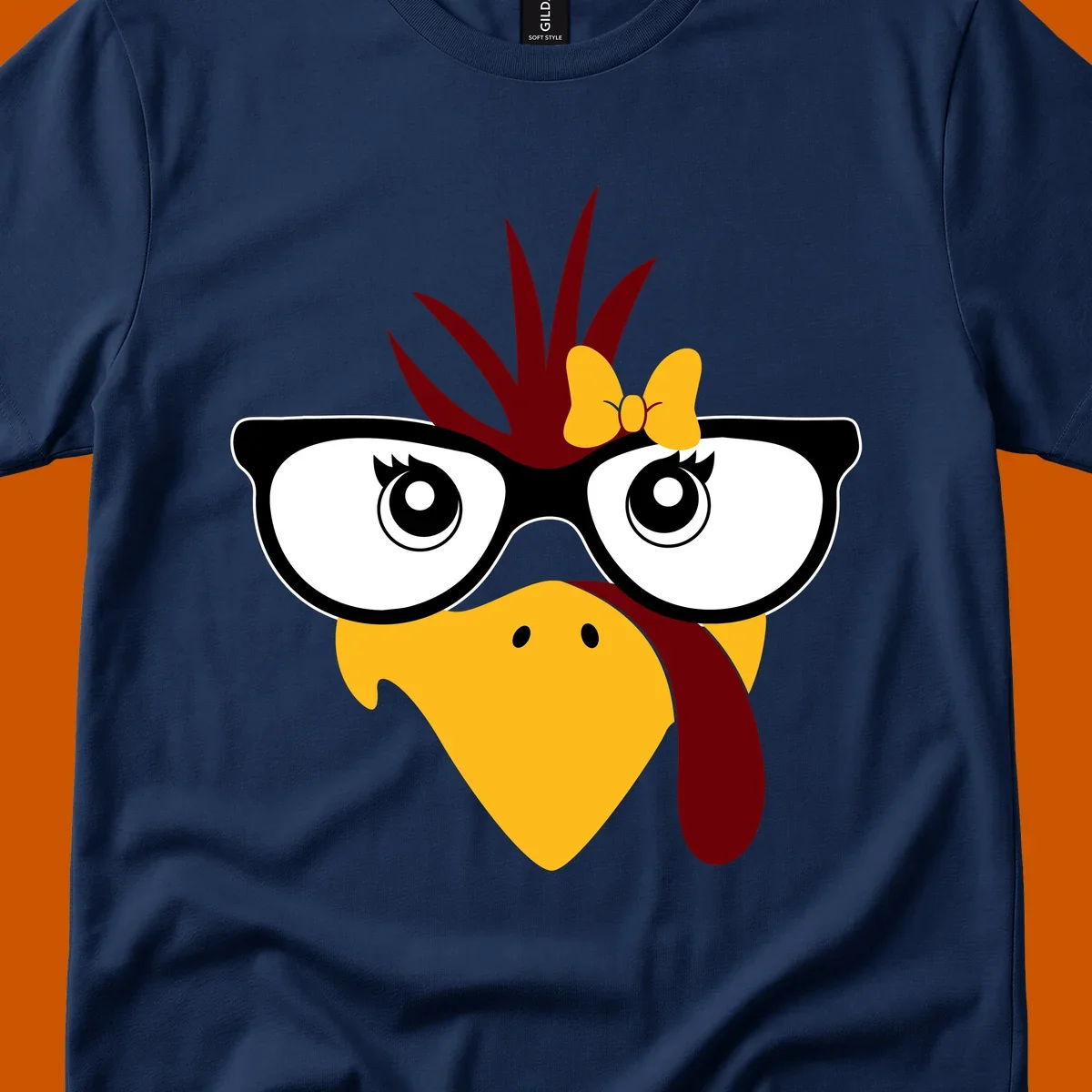Nerd turkey with glasses and bow illustration.