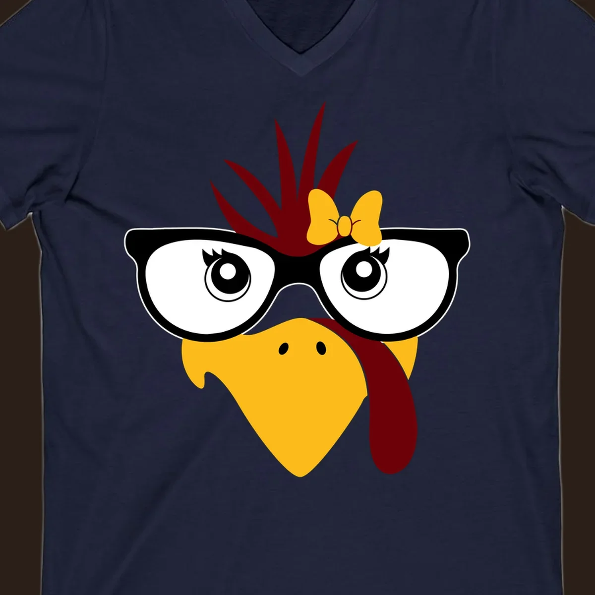 Nerd turkey with glasses and bow illustration.