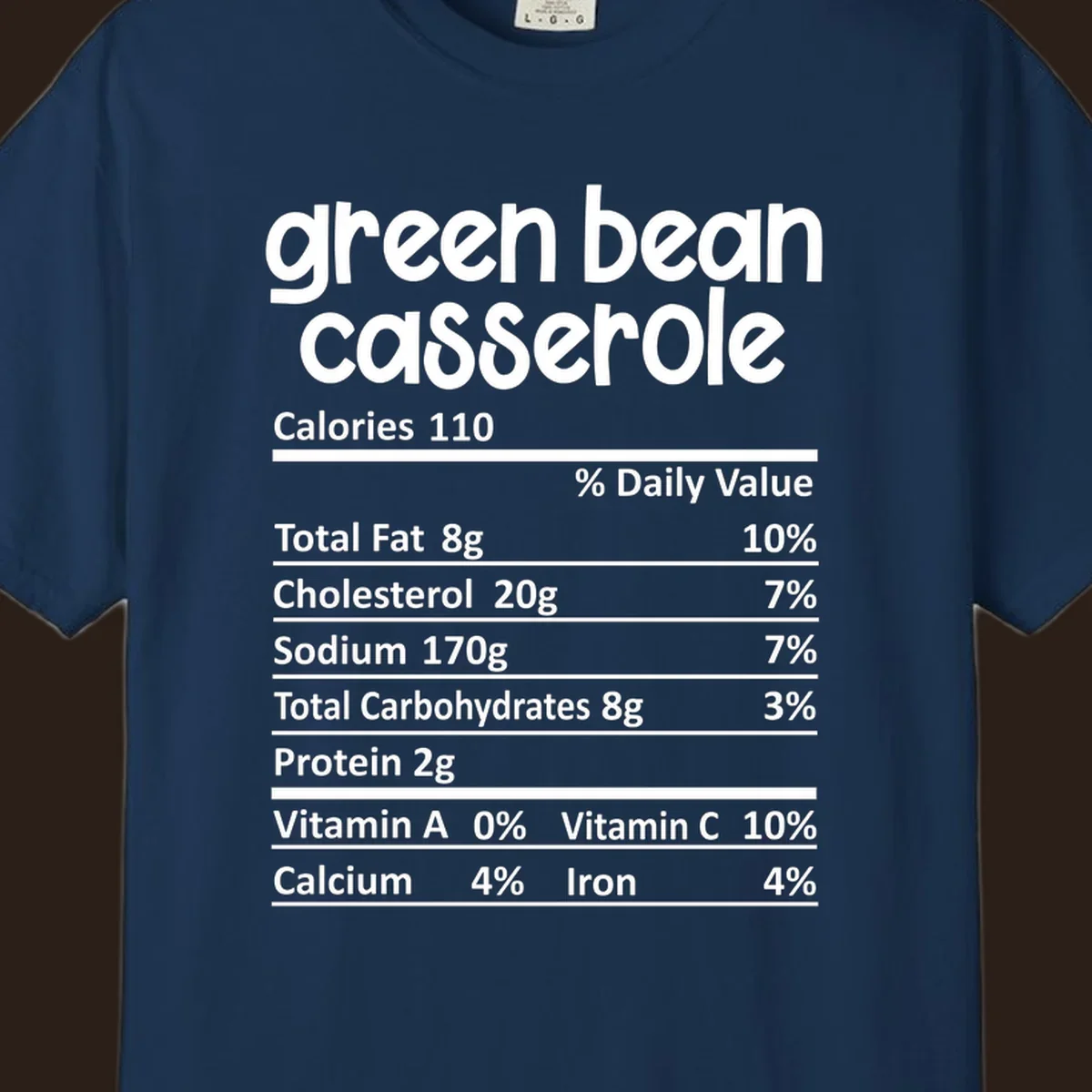 Green bean casserole nutrition label design