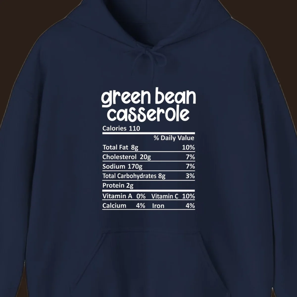 Green bean casserole nutrition label design