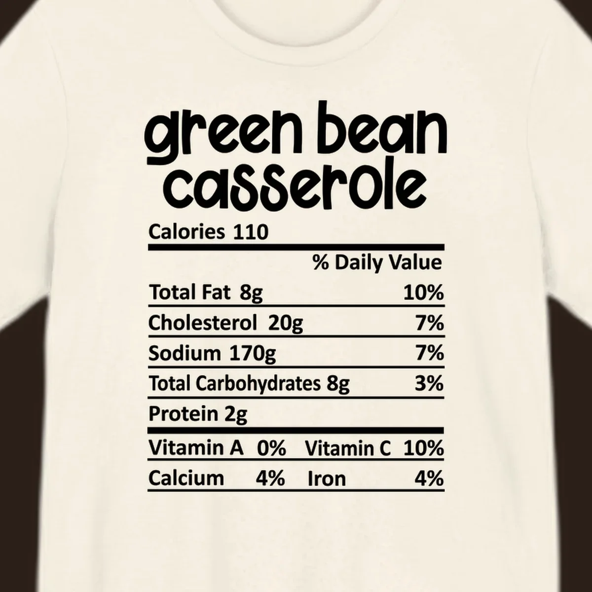 Green bean casserole nutrition label design