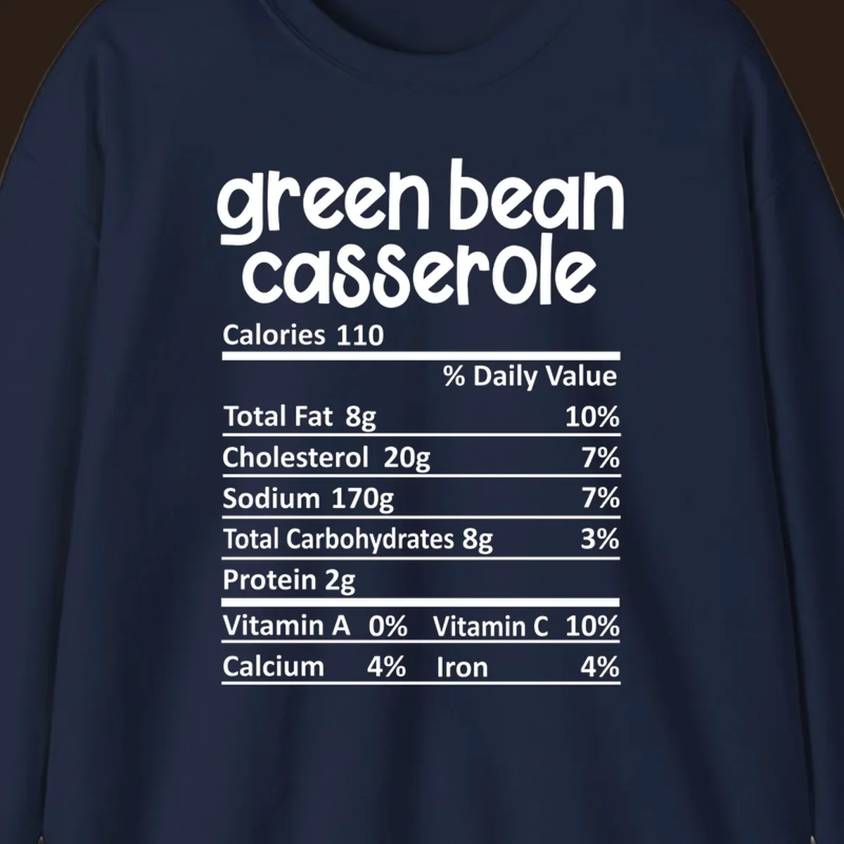 Green bean casserole nutrition label design