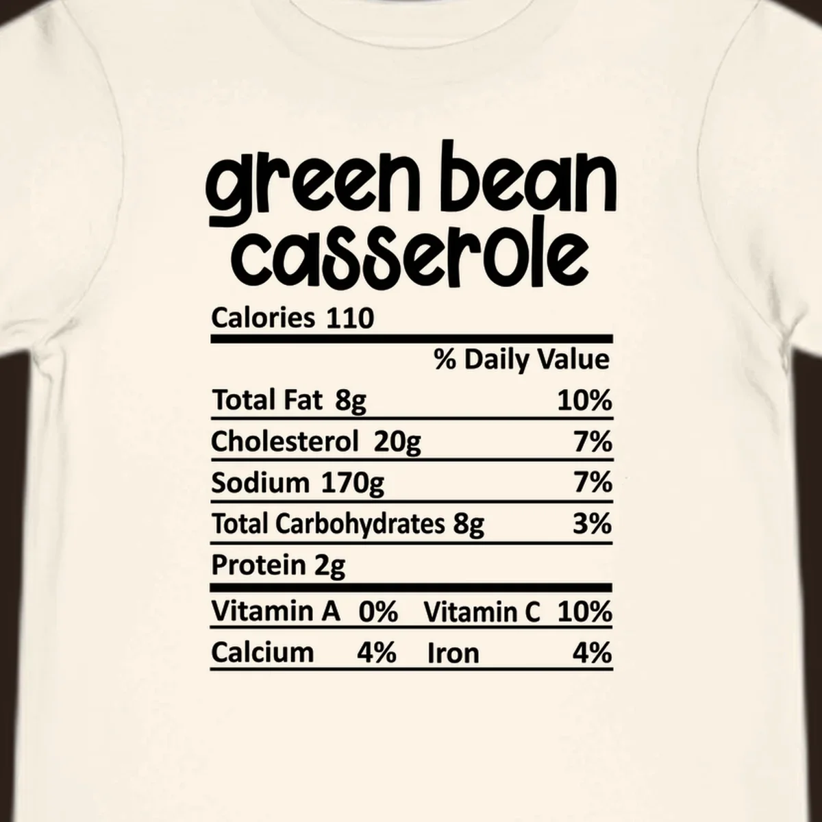 Green bean casserole nutrition label design