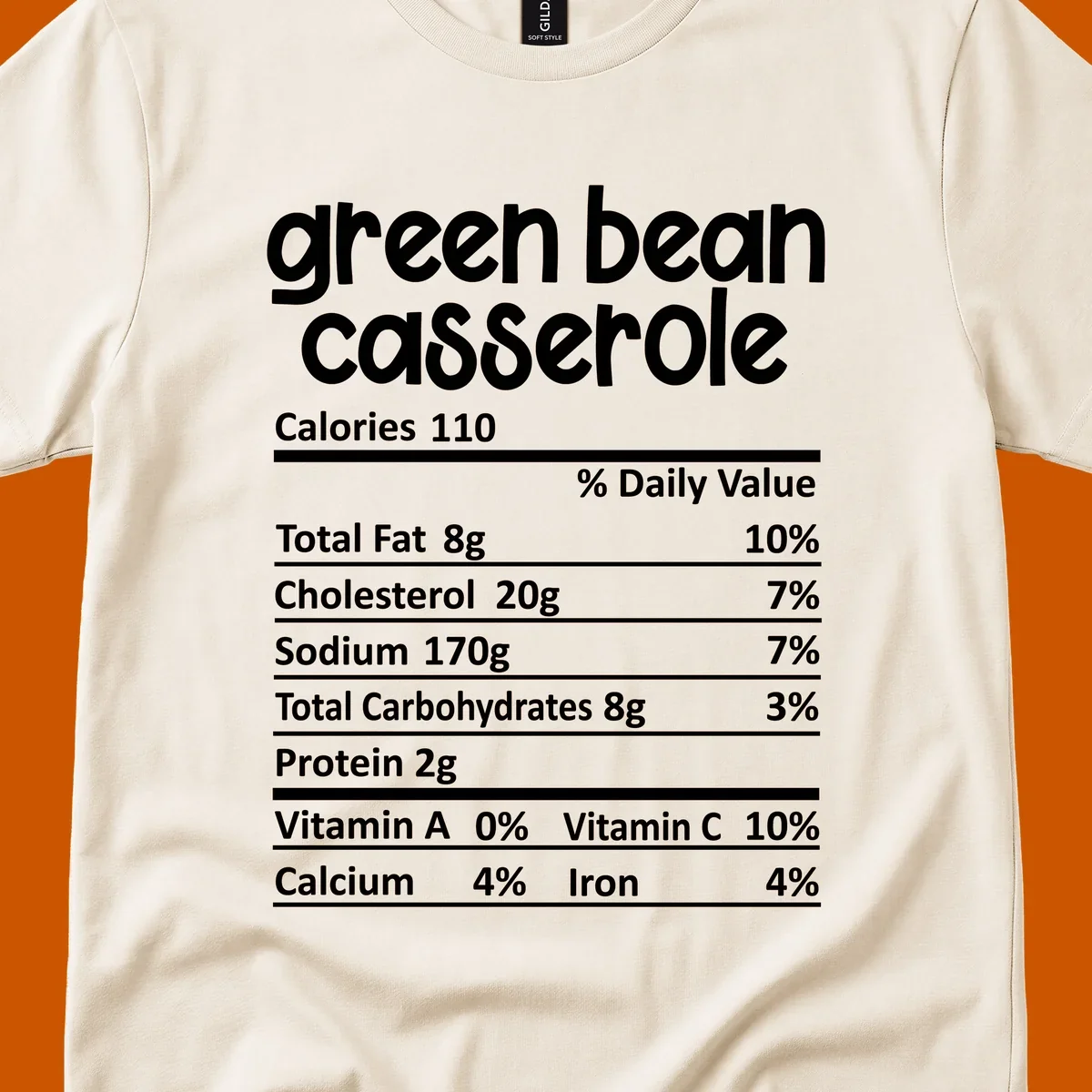 Green bean casserole nutrition label design