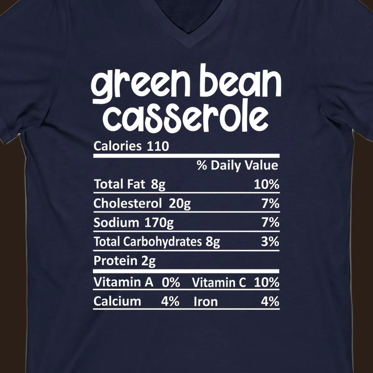 Green bean casserole nutrition label design