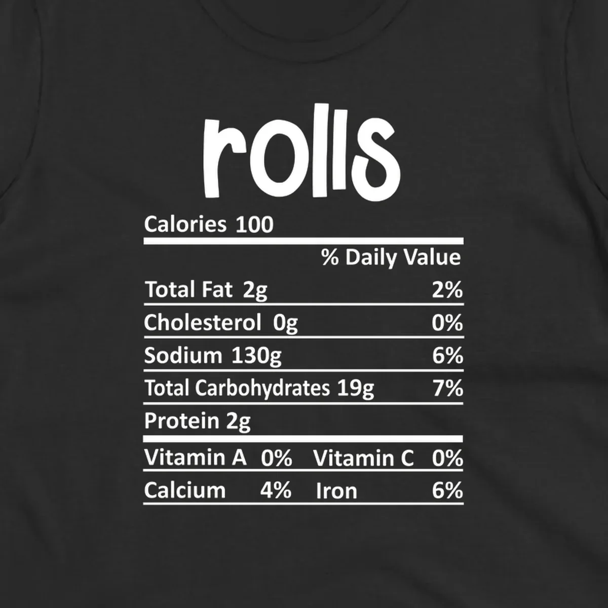 rolls nutrition facts label design