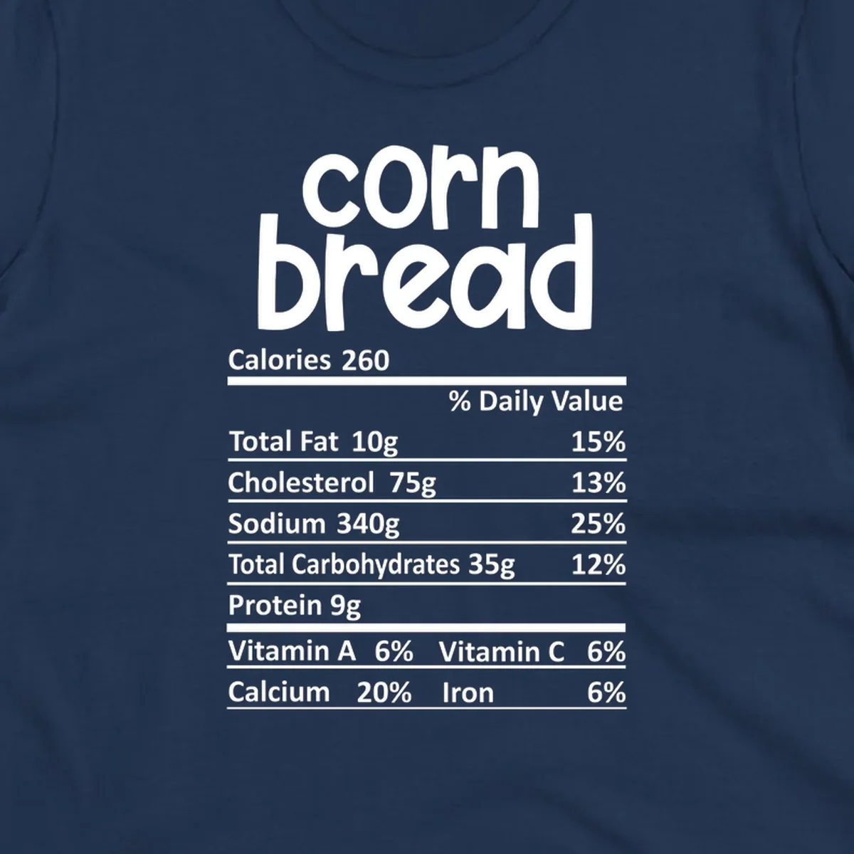 Corn bread nutrition facts label design