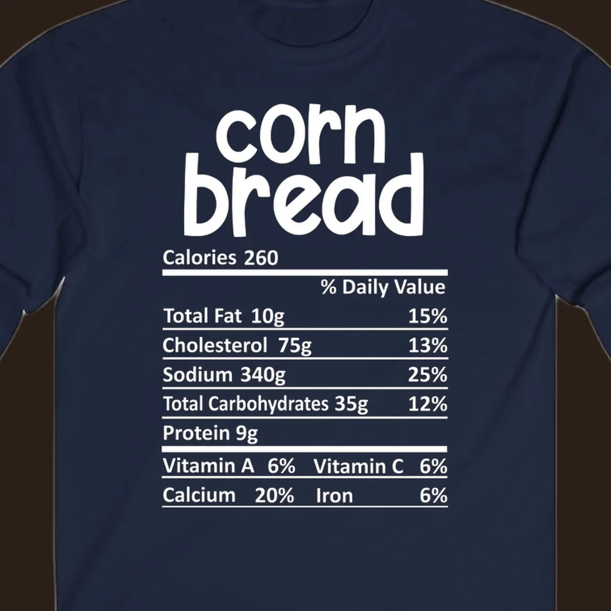Corn bread nutrition facts label design