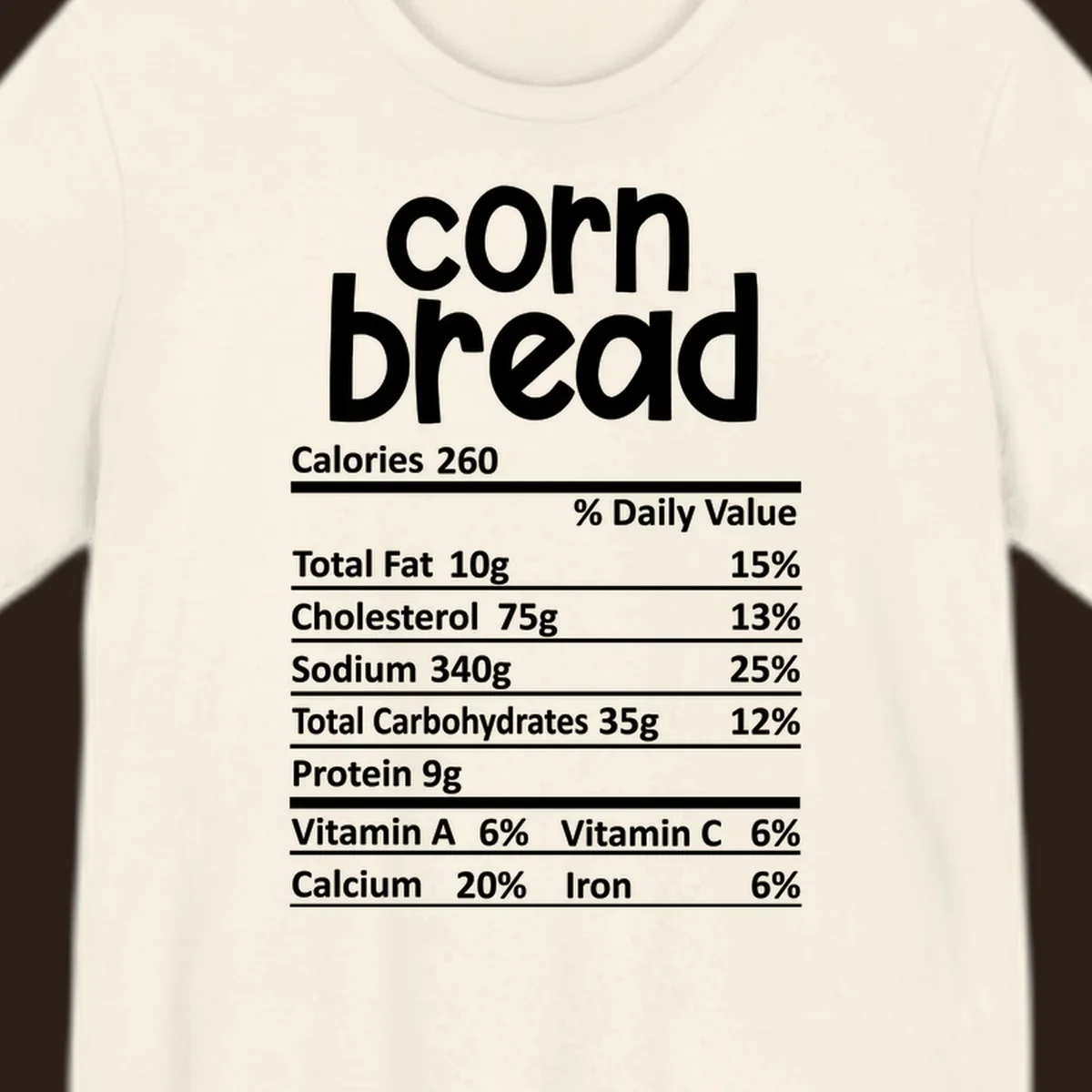 Corn bread nutrition facts label design