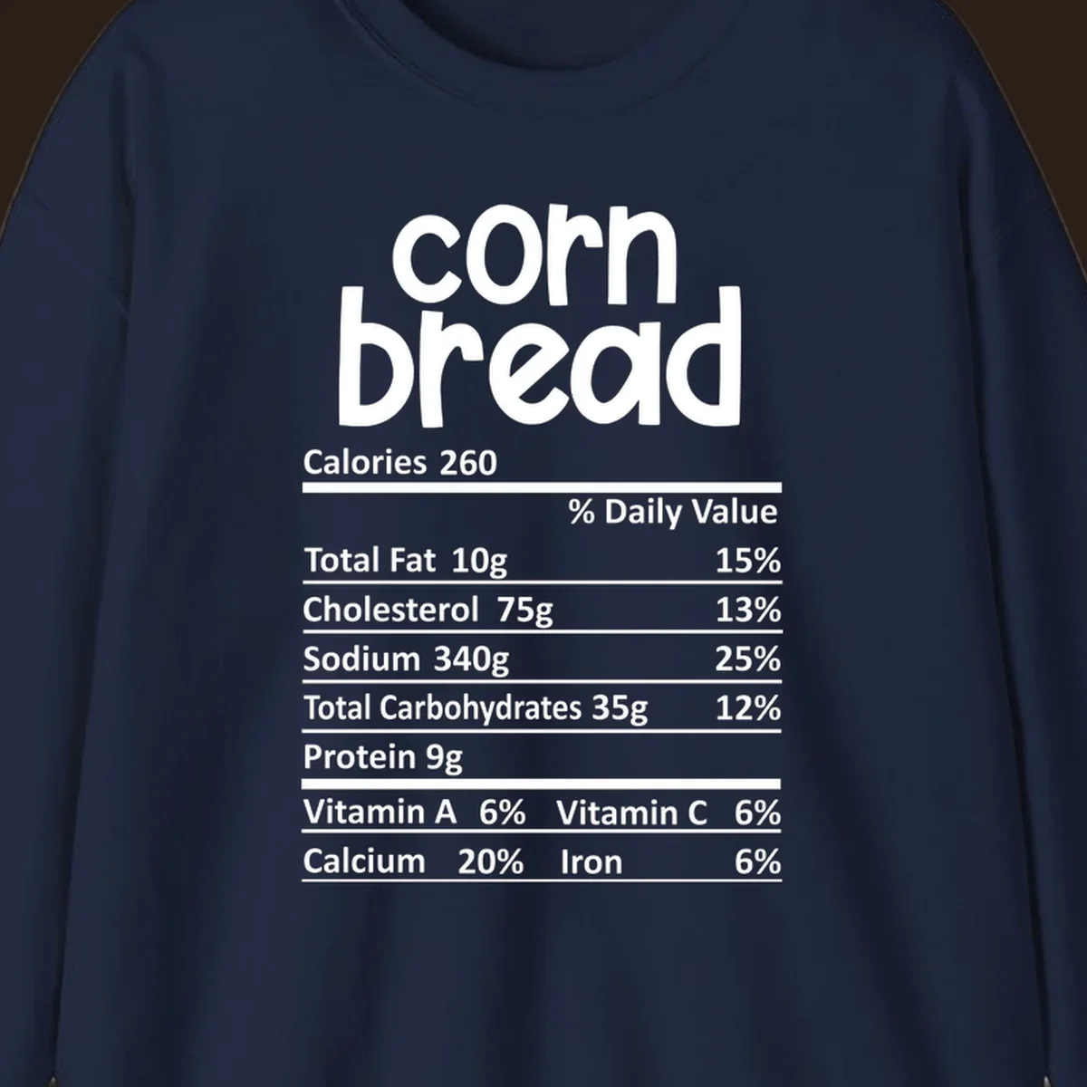 Corn bread nutrition facts label design