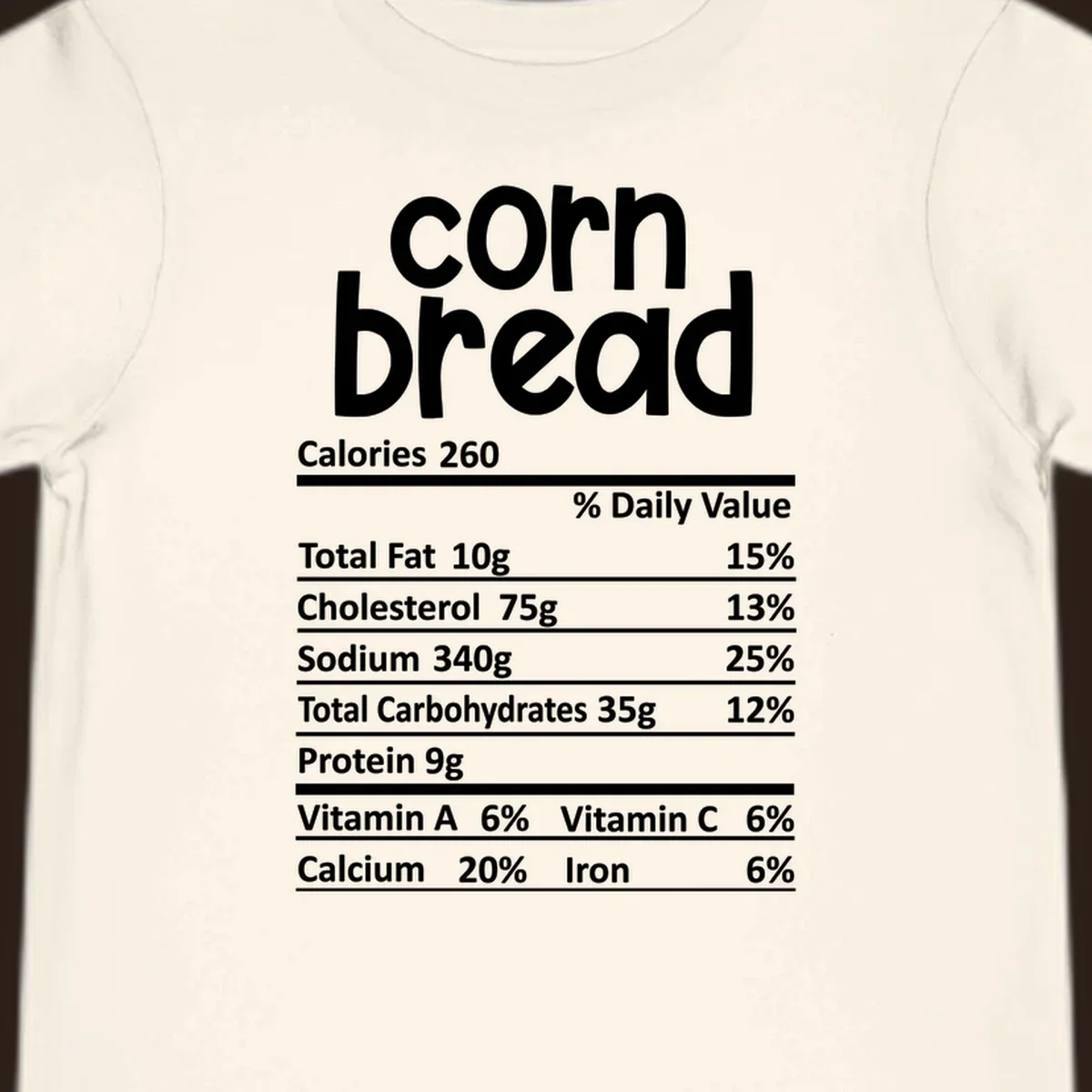 Corn bread nutrition facts label design