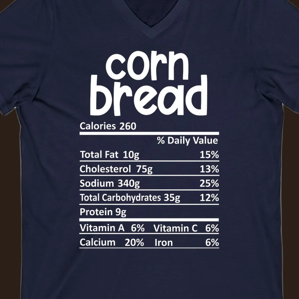 Corn bread nutrition facts label design
