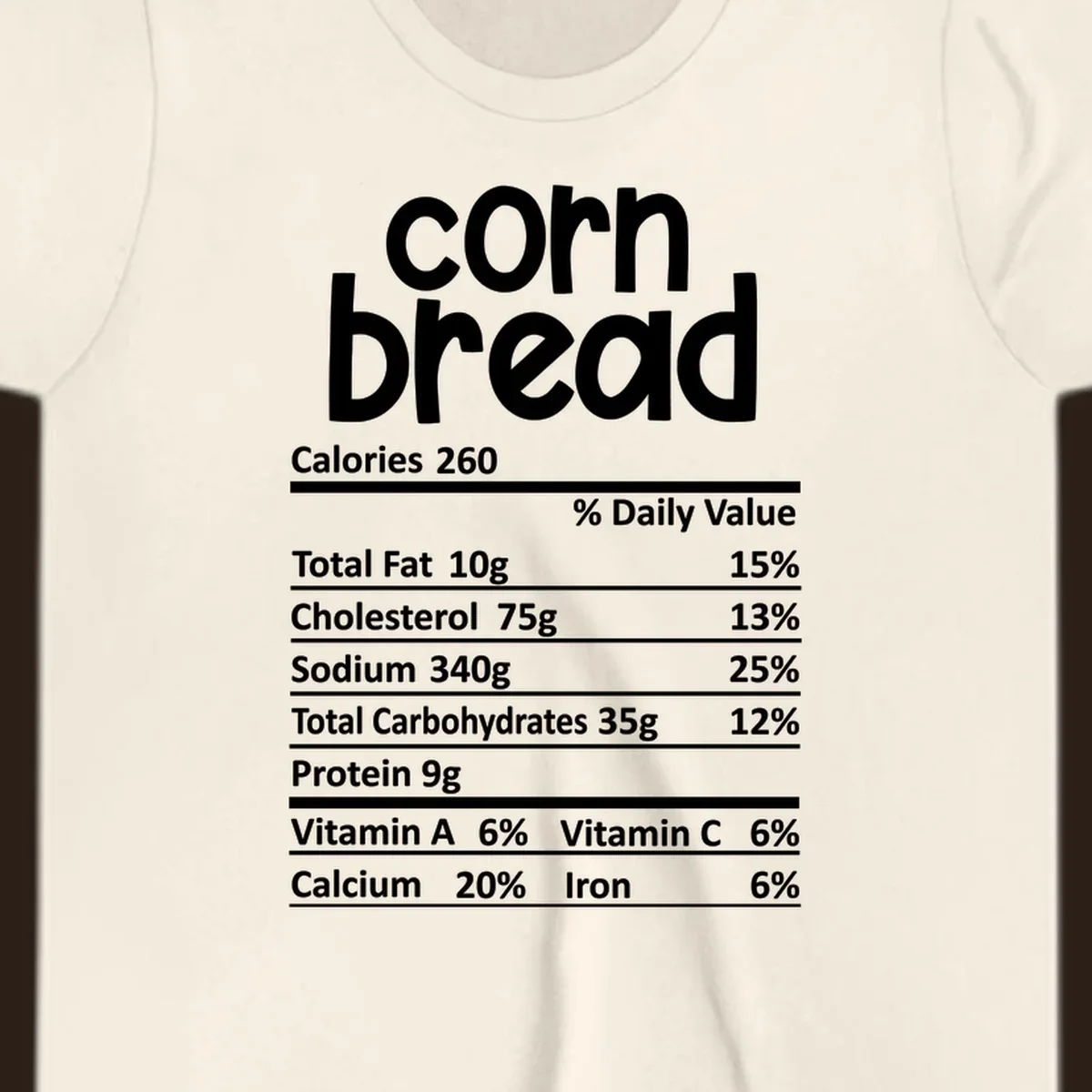Corn bread nutrition facts label design