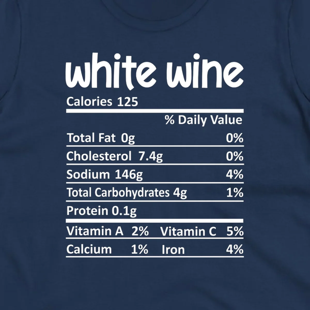 White wine nutritional facts label design.