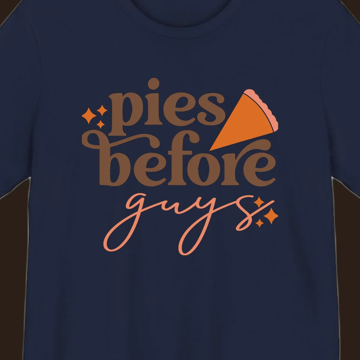 Pies before guys text with pumpkin pie slice and sparkles.