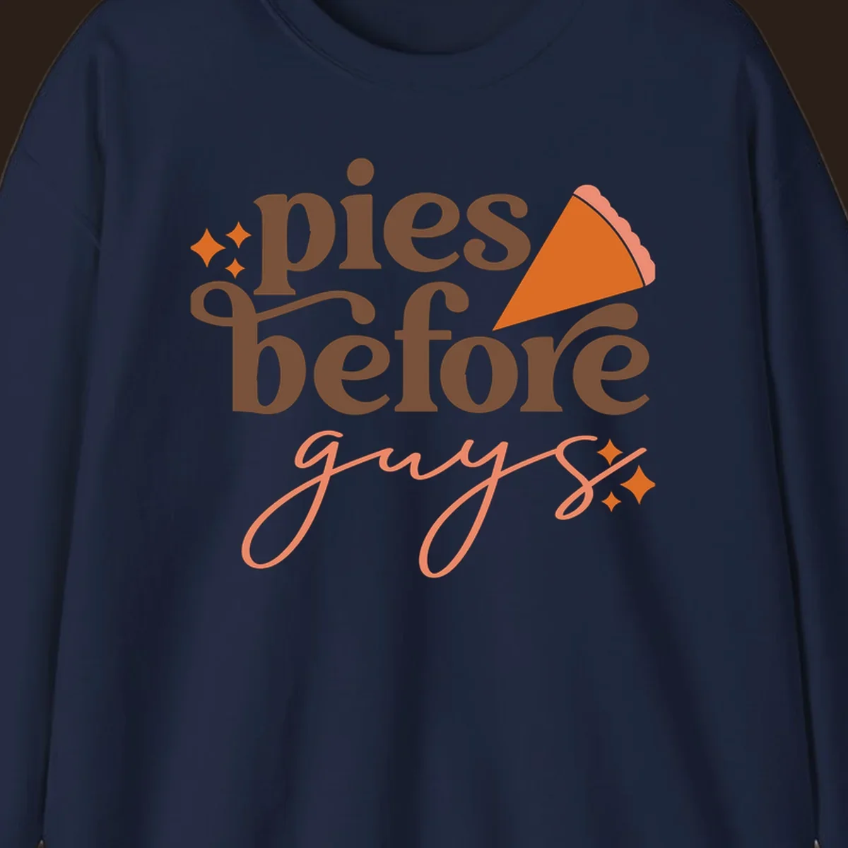 Pies before guys text with pumpkin pie slice and sparkles.