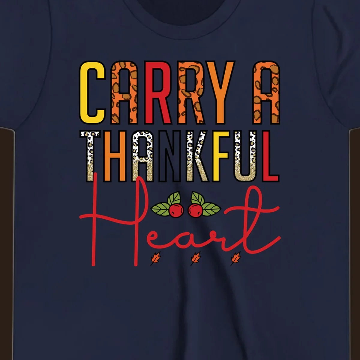 Carry a thankful heart design with leopard print and glitter accents.