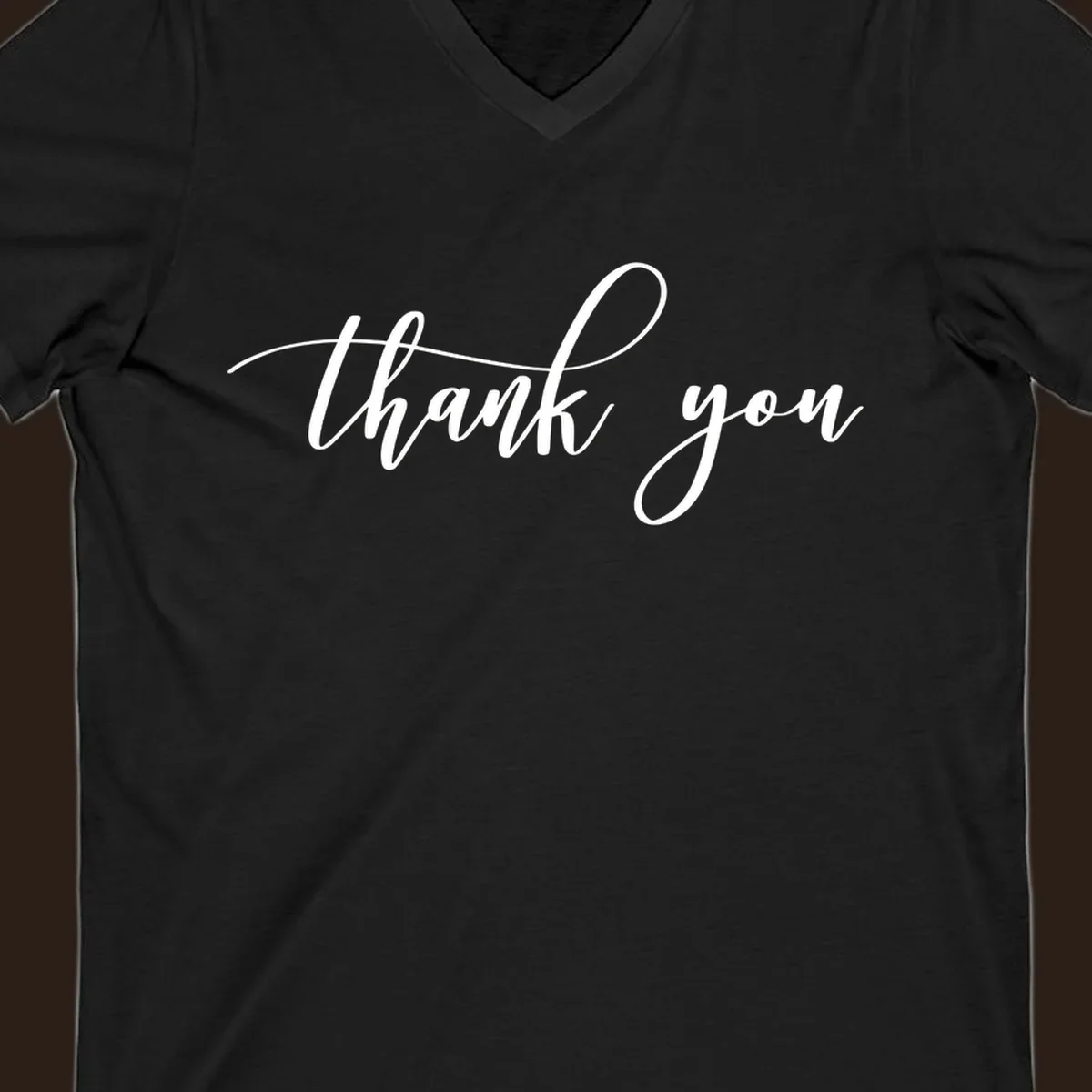 Elegant handwritten thank you script in white on a dark background.
