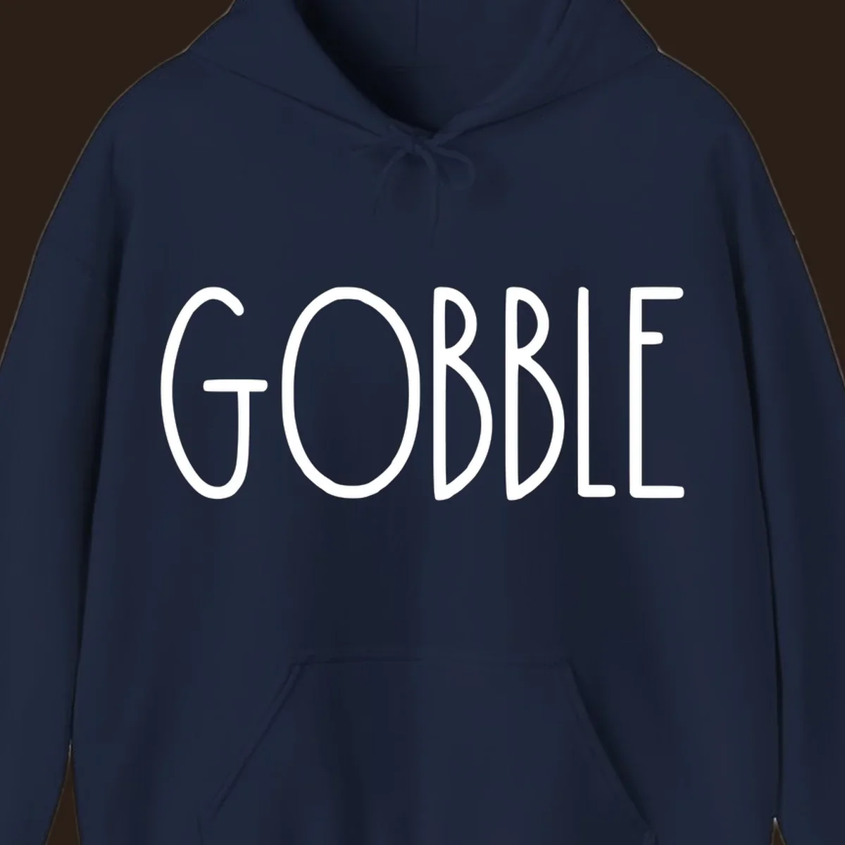 Gobble Thanksgiving text design in white on a dark background.