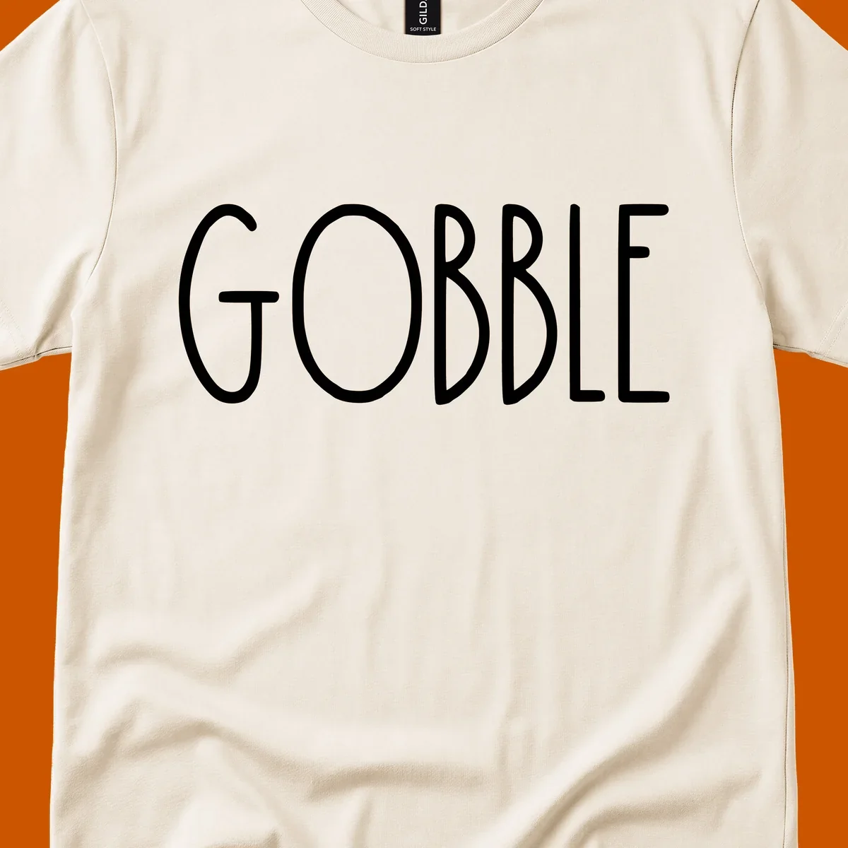 Gobble Thanksgiving text design in white on a dark background.