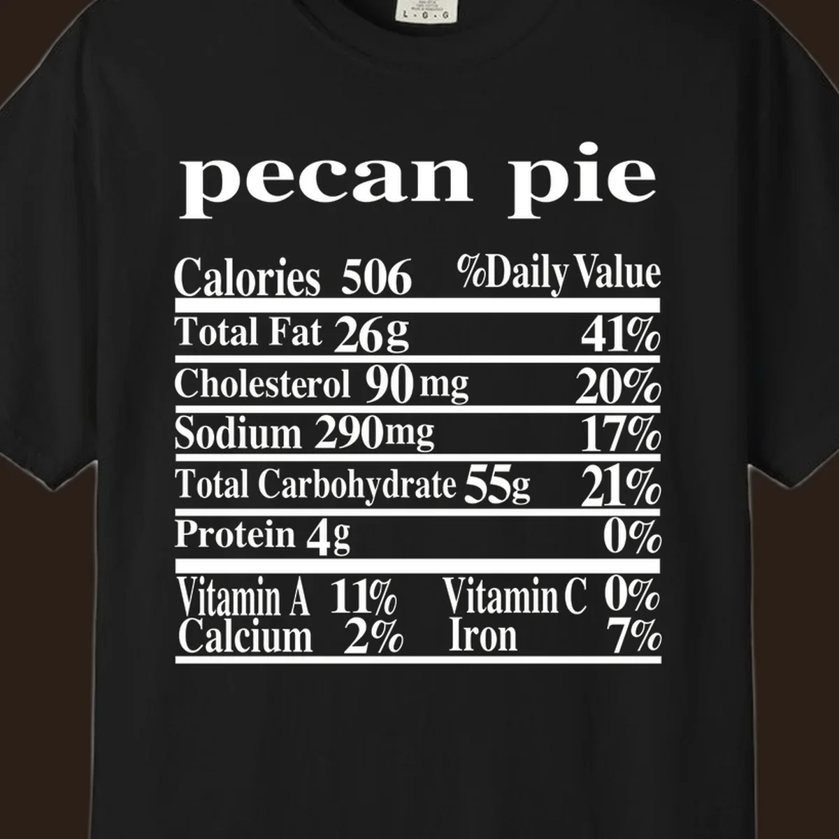 Pecan pie nutrition facts label design.