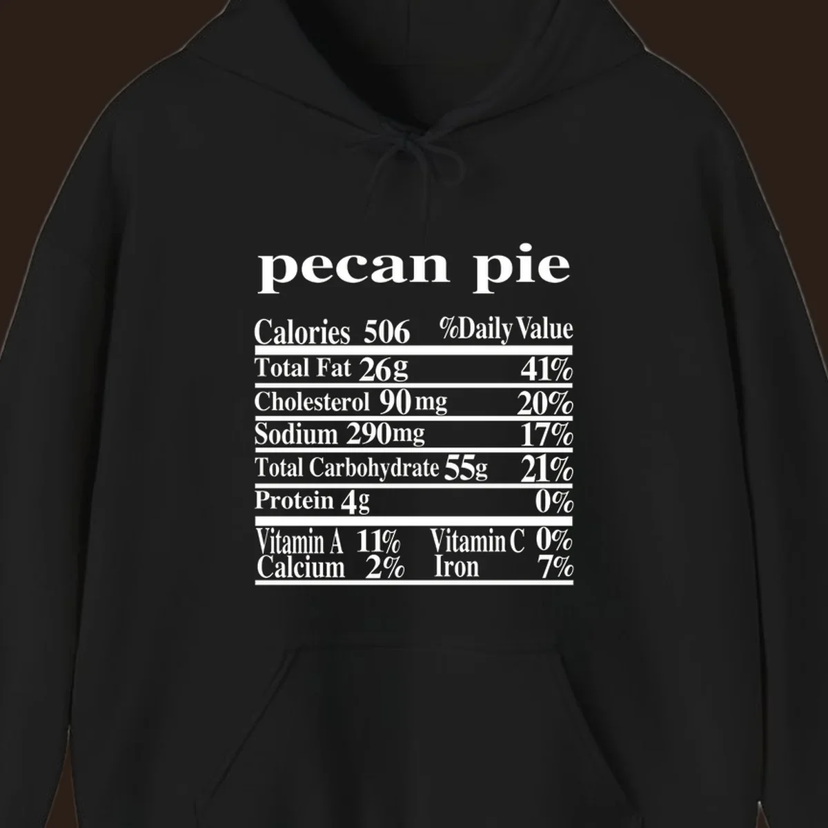 Pecan pie nutrition facts label design.