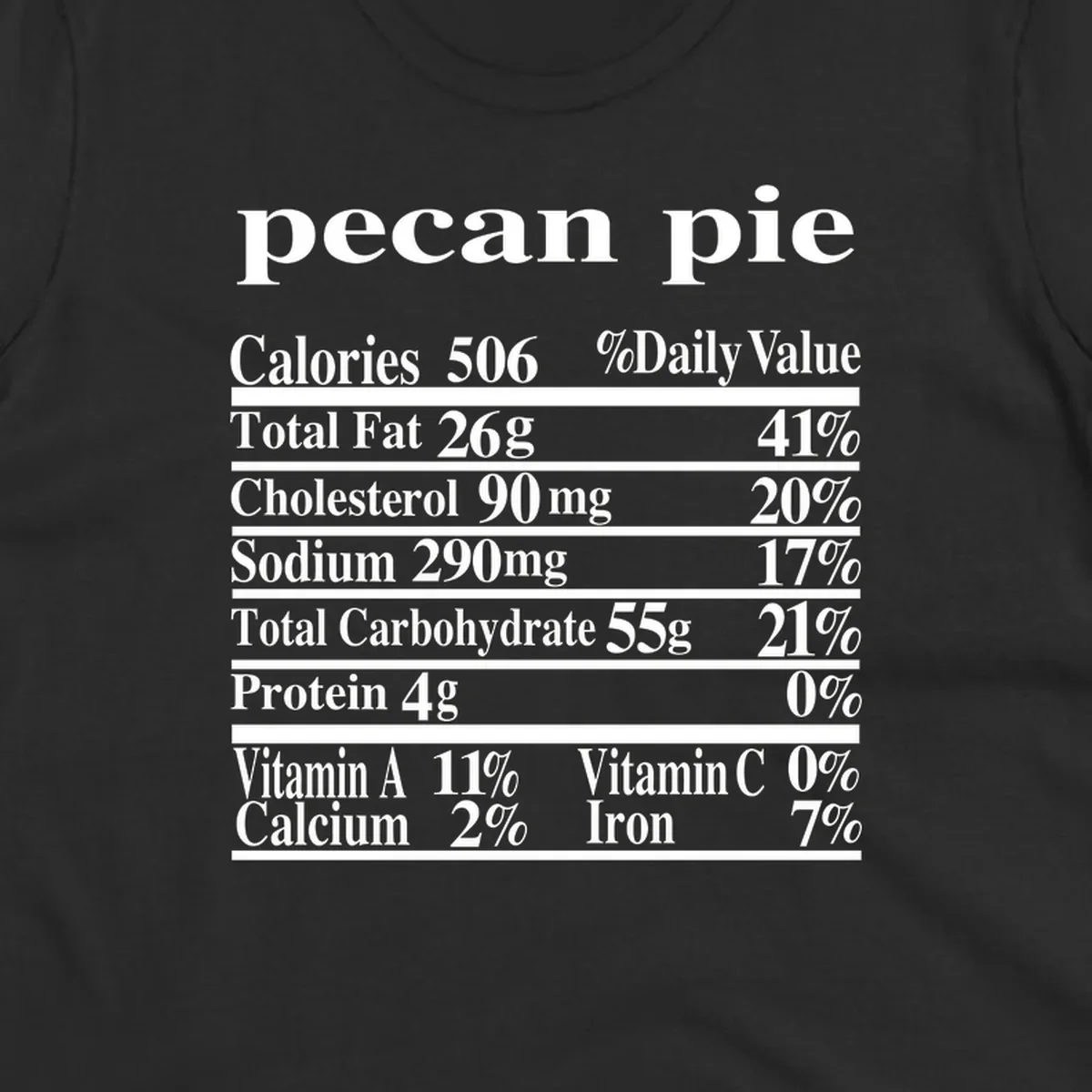 Pecan pie nutrition facts label design.