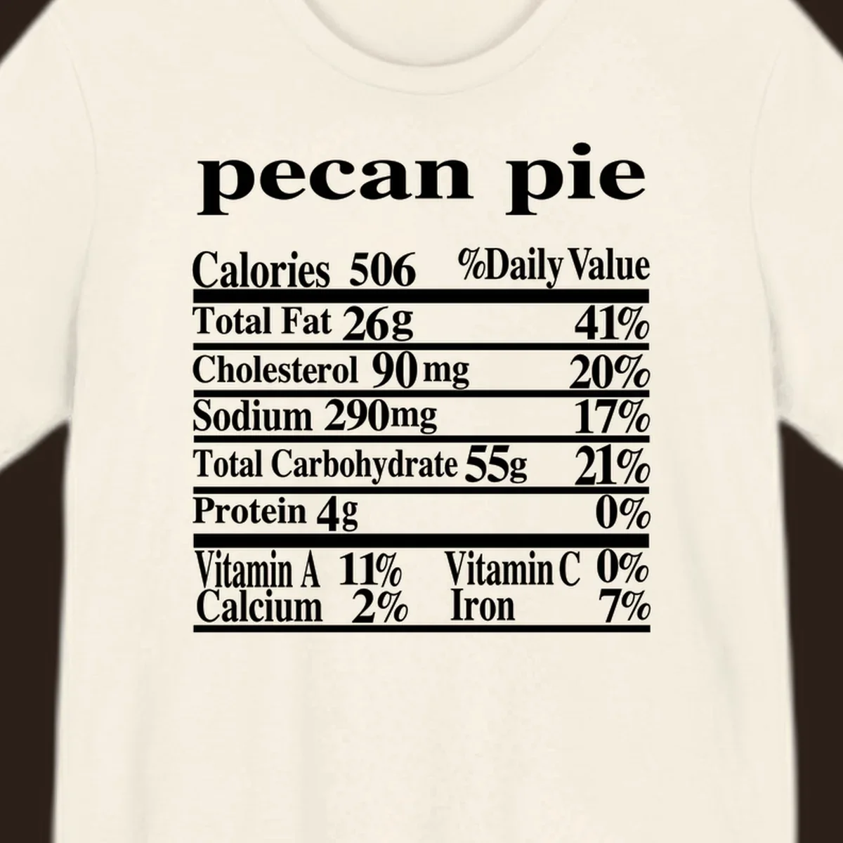 Pecan pie nutrition facts label design.