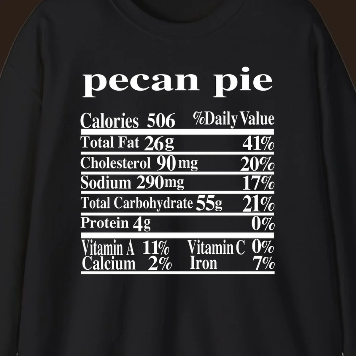 Pecan pie nutrition facts label design.
