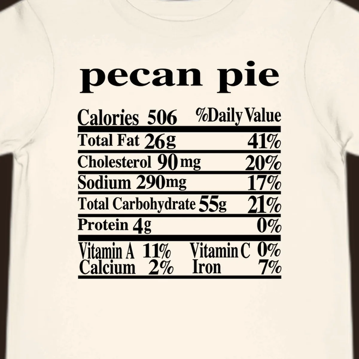 Pecan pie nutrition facts label design.