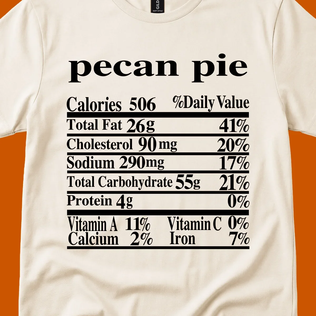 Pecan pie nutrition facts label design.