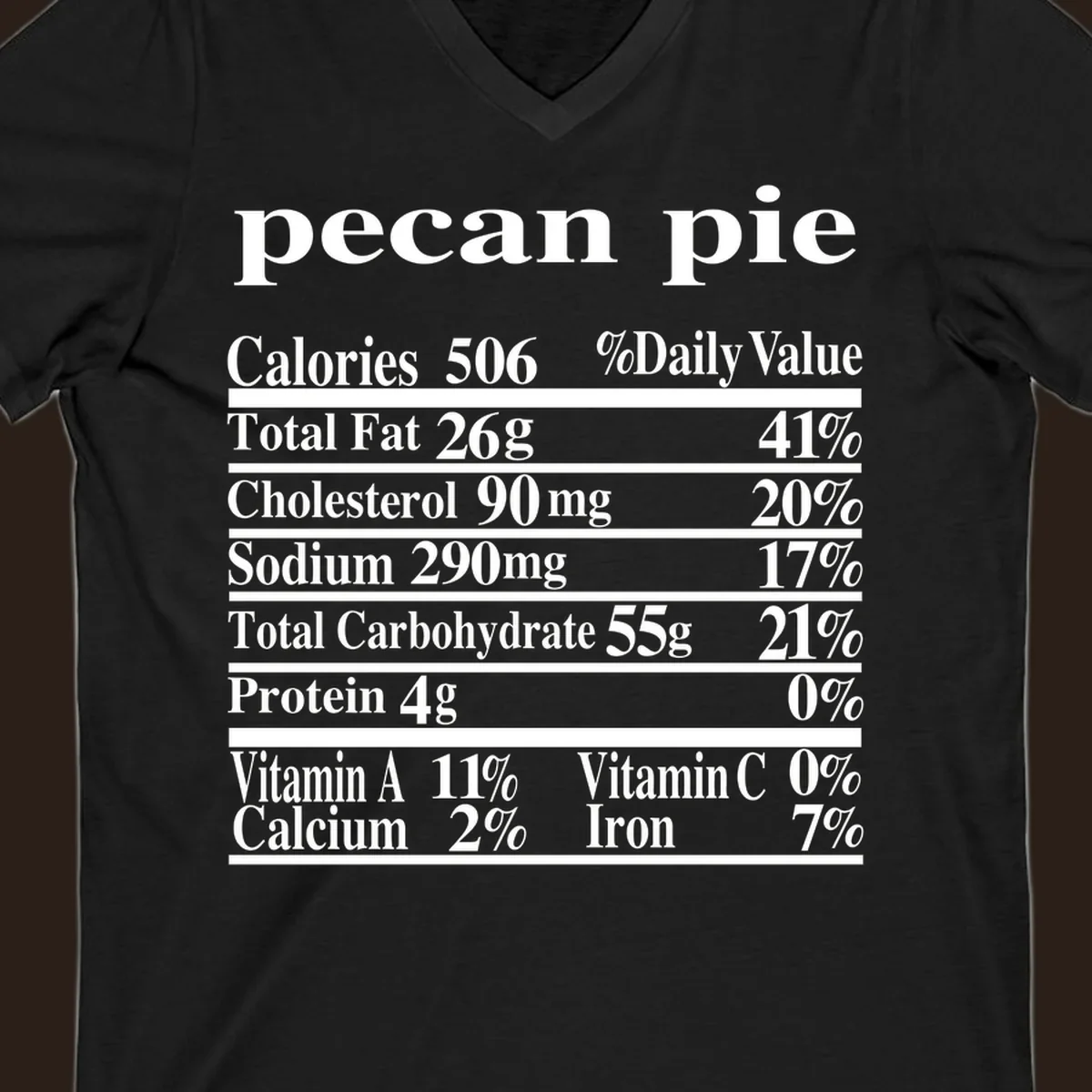 Pecan pie nutrition facts label design.