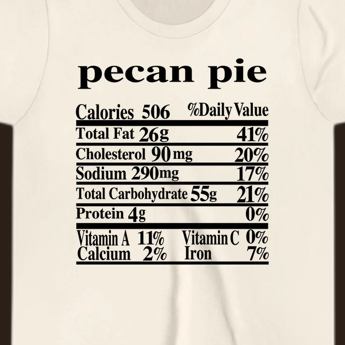 Pecan pie nutrition facts label design.