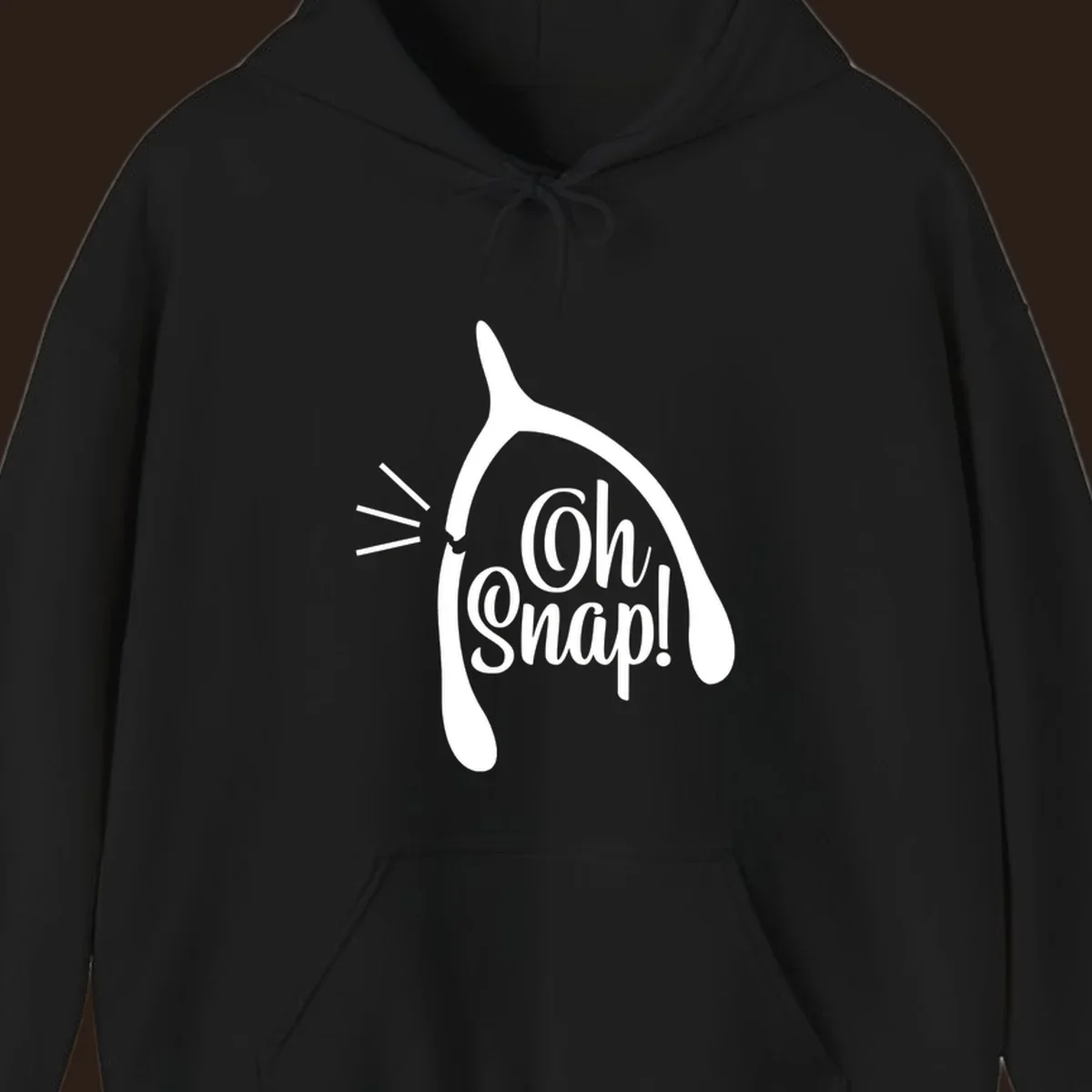 Oh snap wishbone broken design with white text.