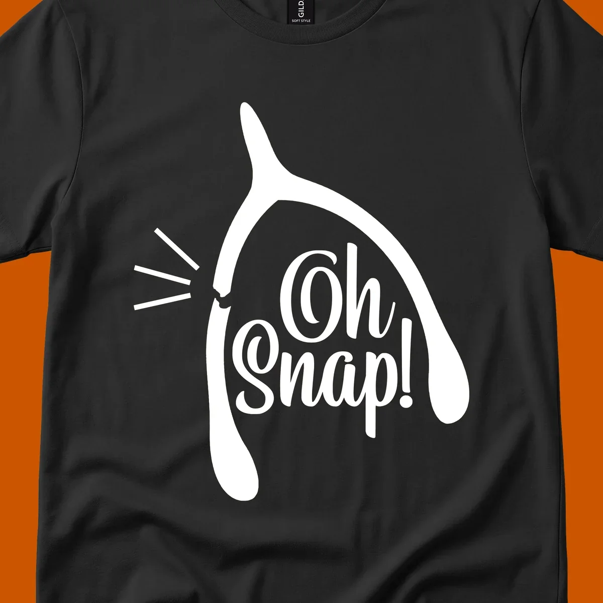 Oh snap wishbone broken design with white text.