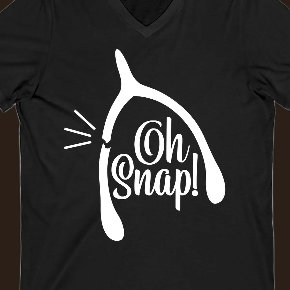 Oh snap wishbone broken design with white text.
