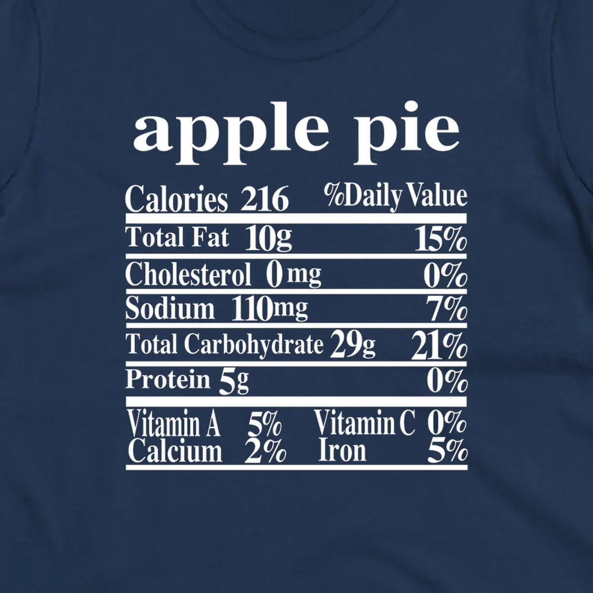Apple pie nutrition facts label design with calories, fat, carbs, and vitamins.