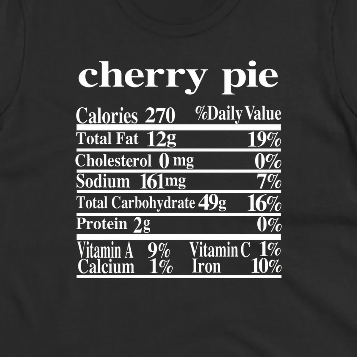 Cherry pie nutrition facts label design
